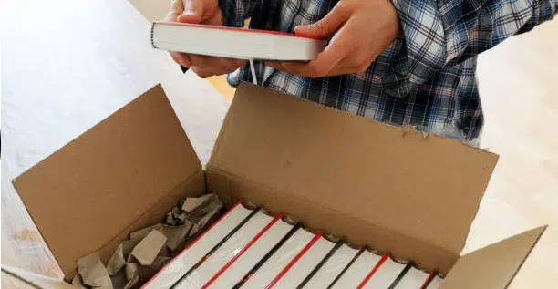 Books packed inside a box