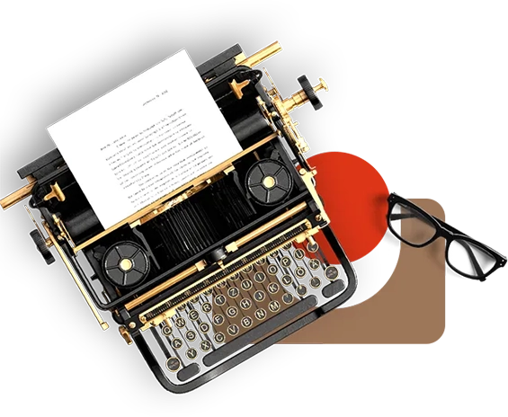 Vintage typewriter and writing accessories
